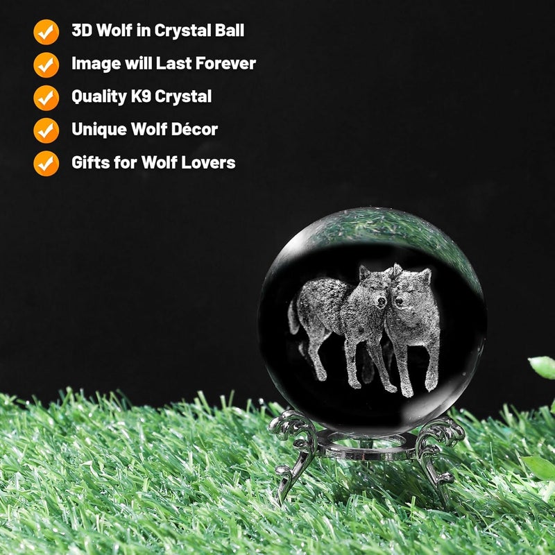 PYJ3DLAMP كرة كريستال 3D مع ذراع لأسد محفور بالليزر زينة ذئب هدية - Image 4